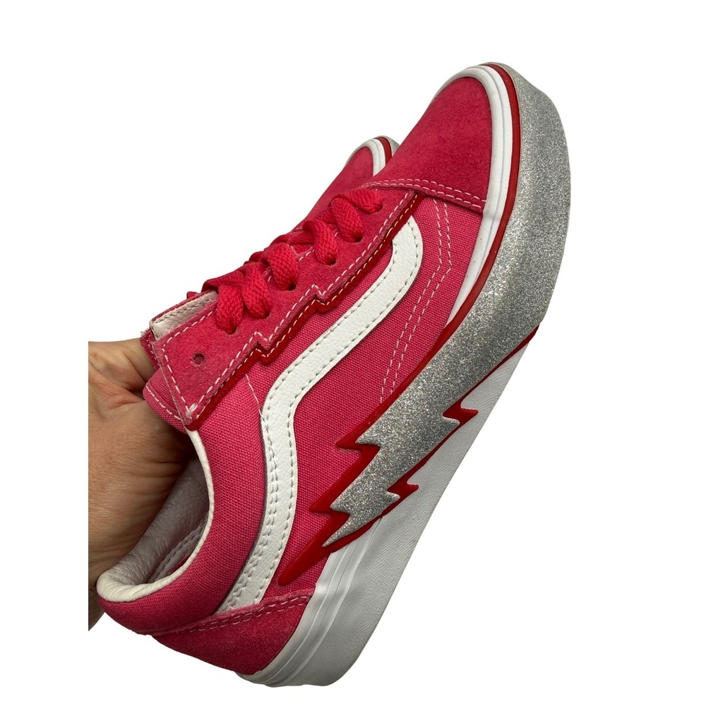 Vans Old Skool‎ Bolt Raspberry Pink Glitter Lightning Shoes Mens 4.5 | Womens 6